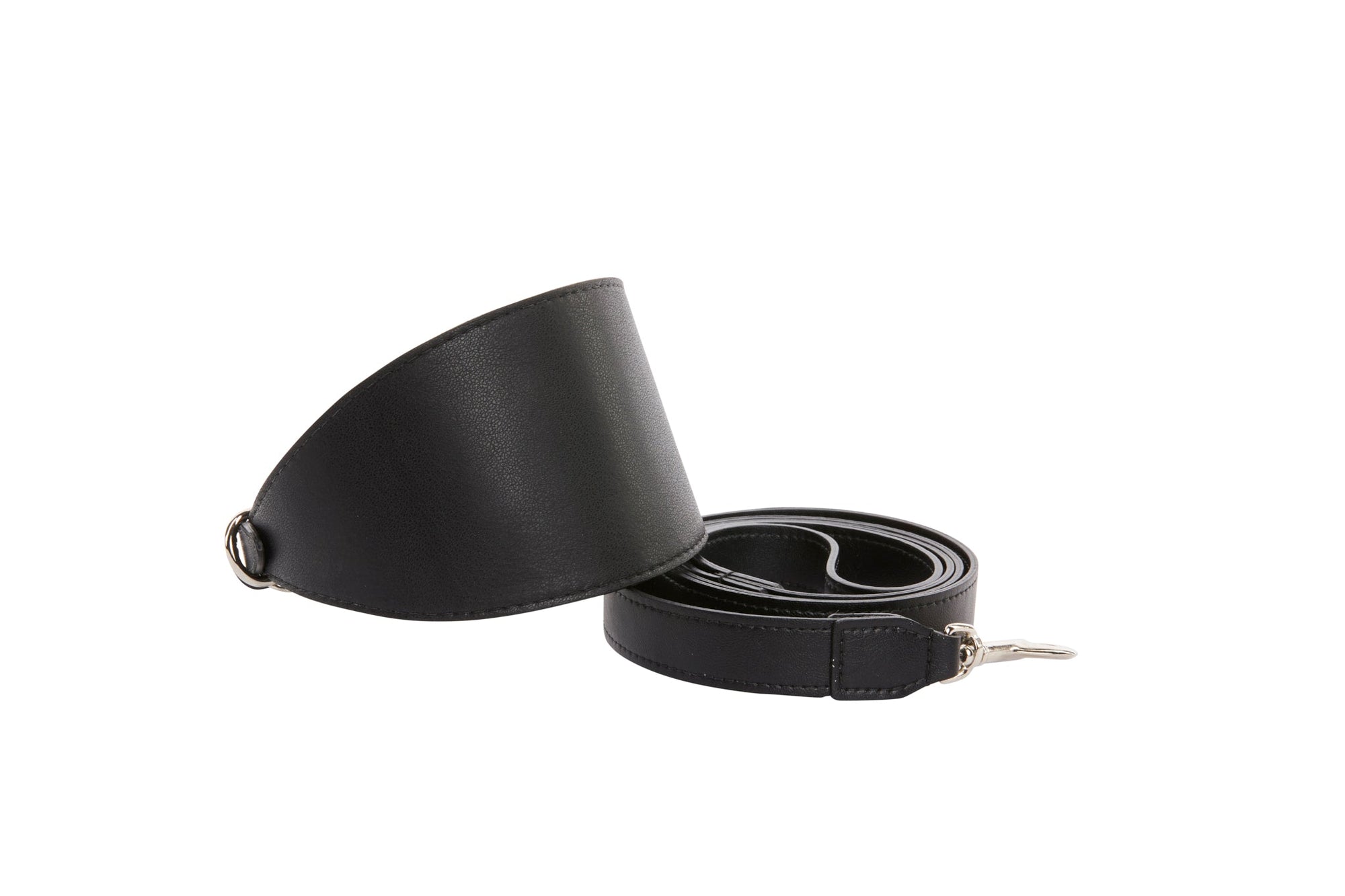 Allysa Payne Black Vegan Leather 3-Inch Wide Style Dog Collar & Leash Set