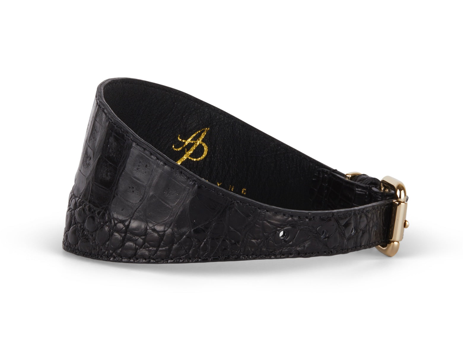 Allysa Payne Black Croc 3-Inch Wide Style Dog Collar