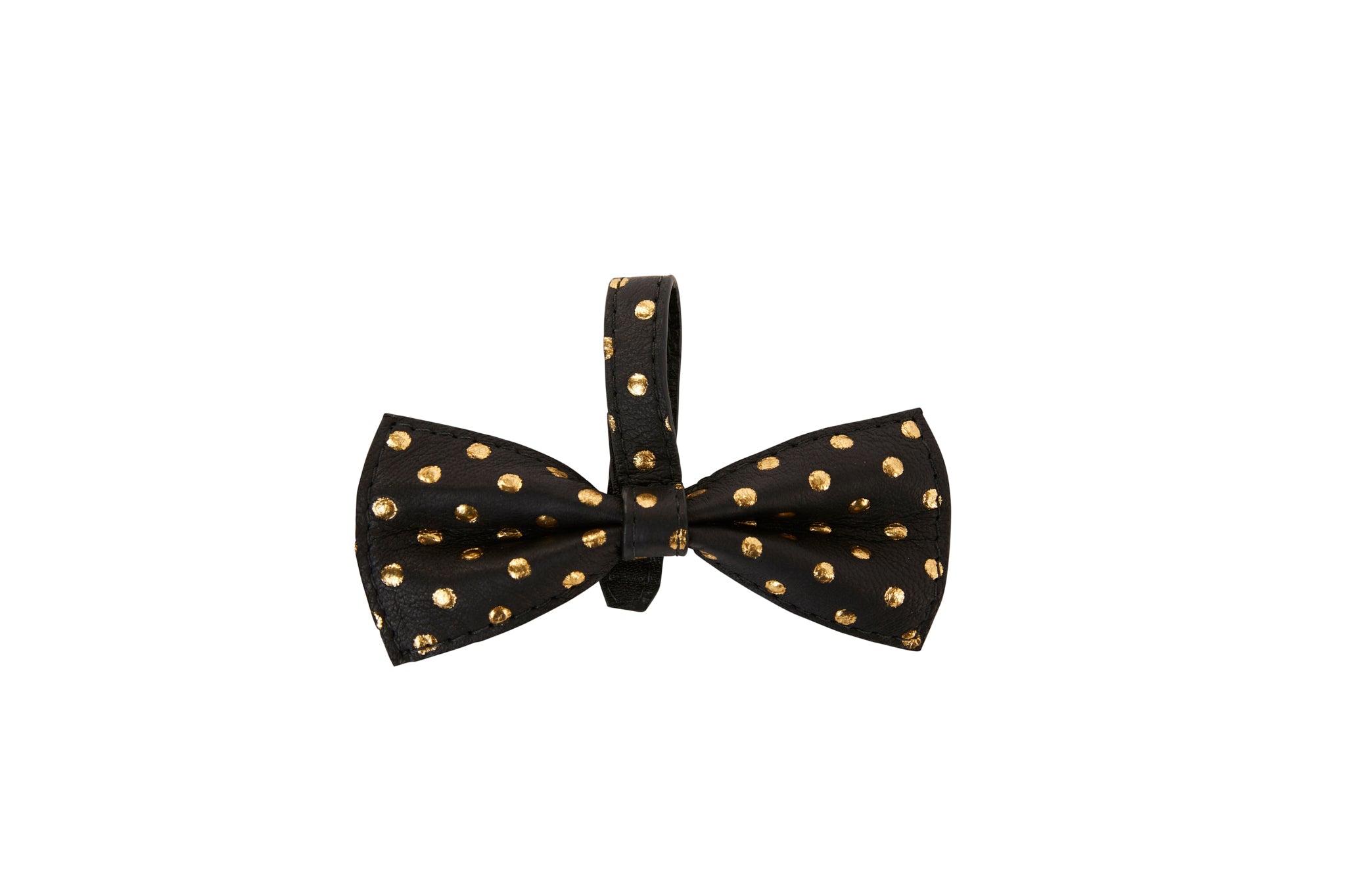 Black/Gold Polka Dot Italian Leather Bowtie