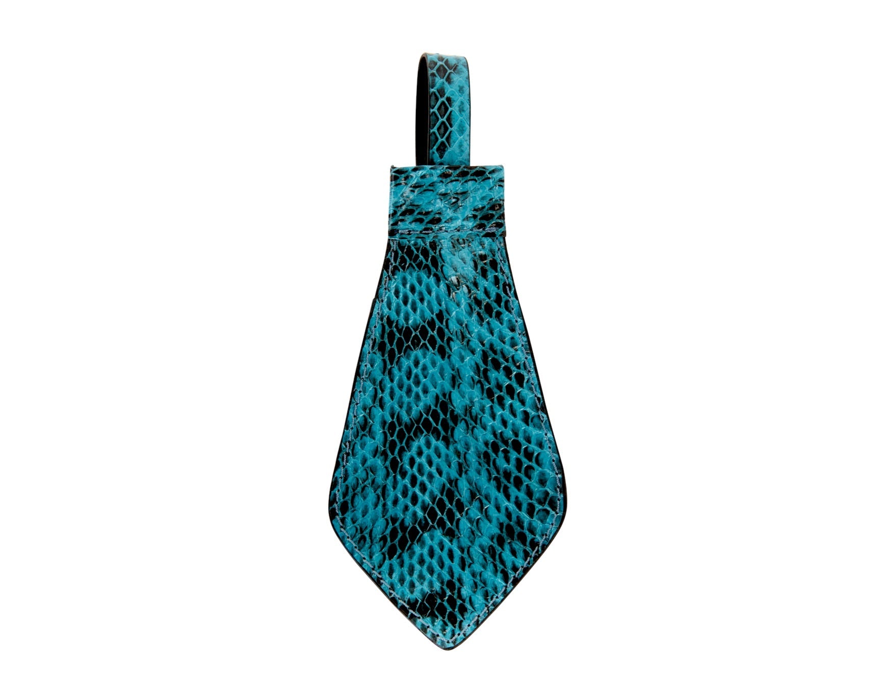 Allysa Payne Turquoise & Black Viper Snake Tie, Backed With Italian Leather & Swarovski Crystal Closure