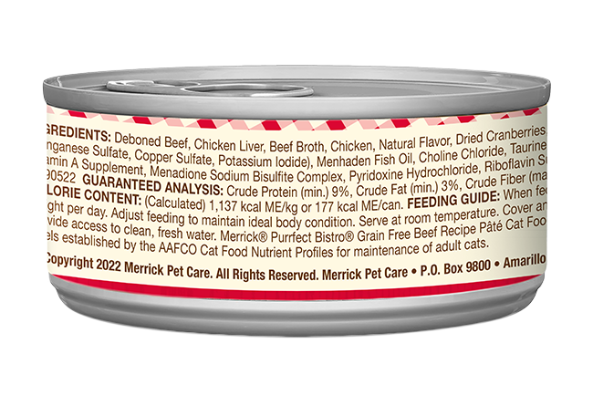 Merrick Purrfect Bistro Grain Free Adult Beef Pate Cat Food