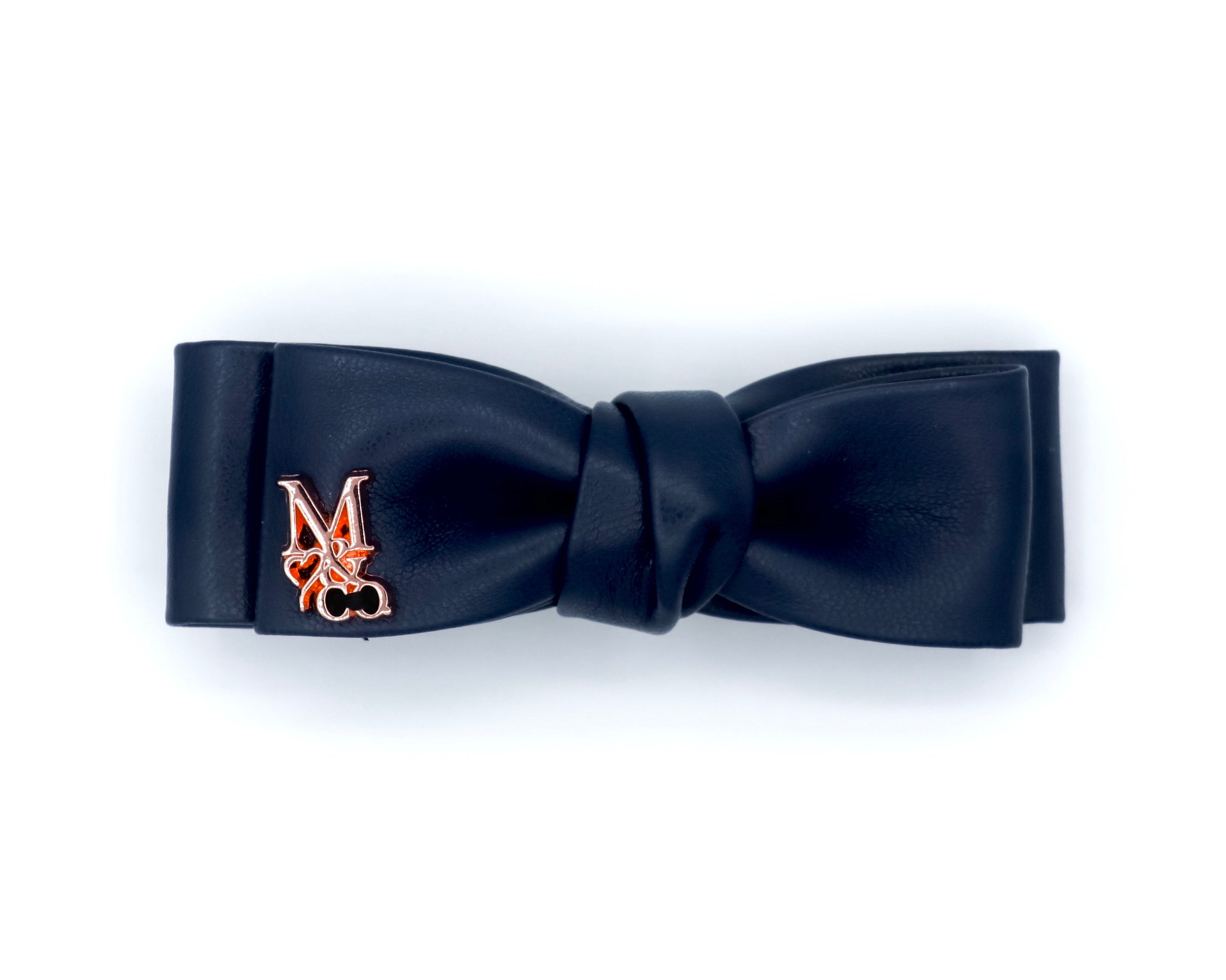 Mini Leather Bow: Black Tie