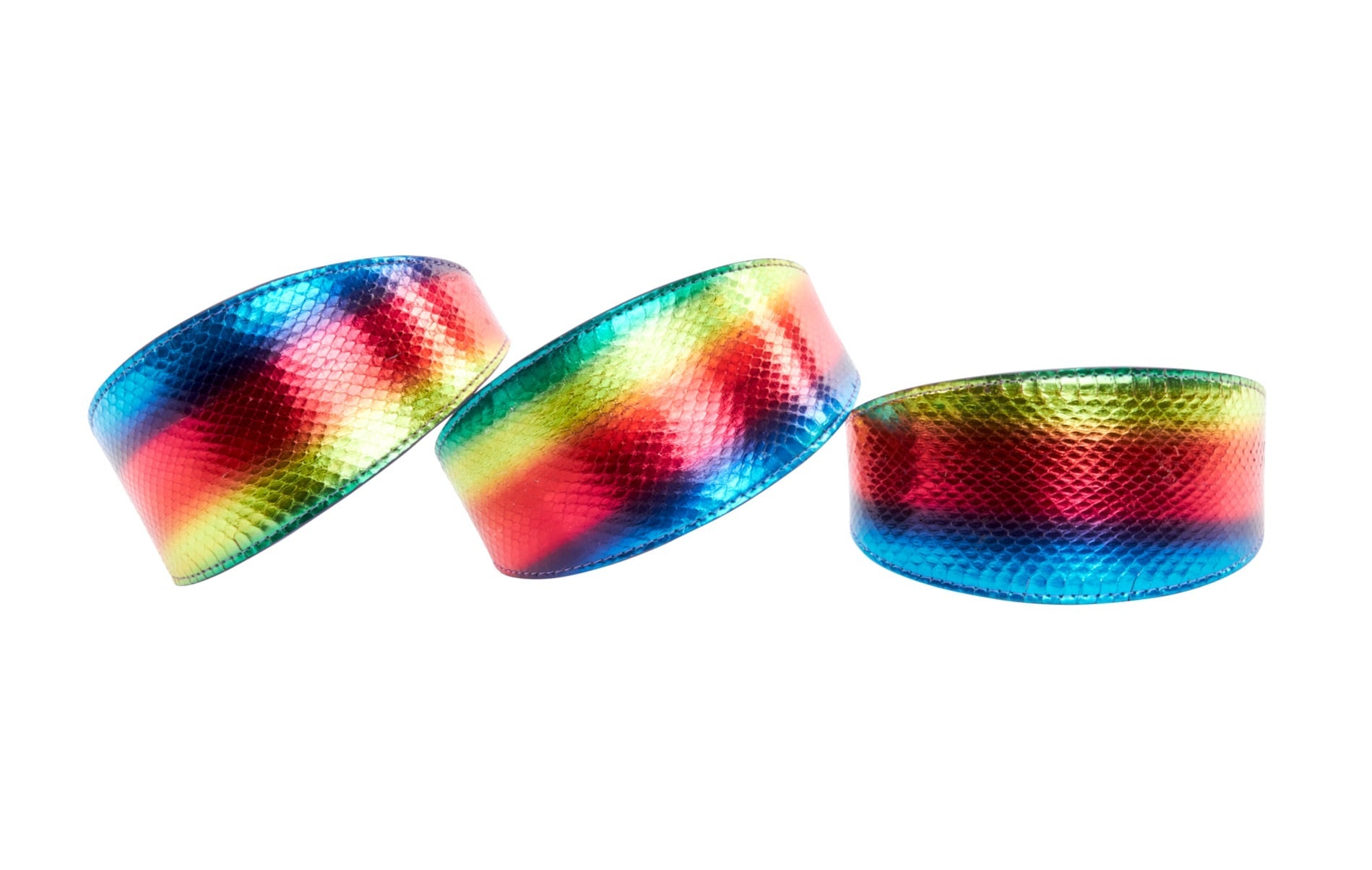 Pride Collection. Rainbow Snake 3" Wide Style Collar Set Of 3