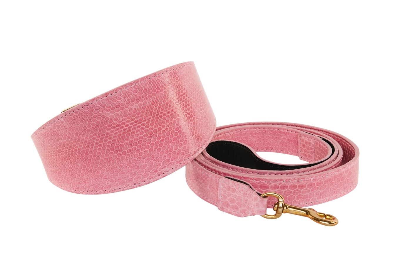 Allysa Payne Soft Pink Snake 3-Inch Wide Style Dog Collar & Leash Set
