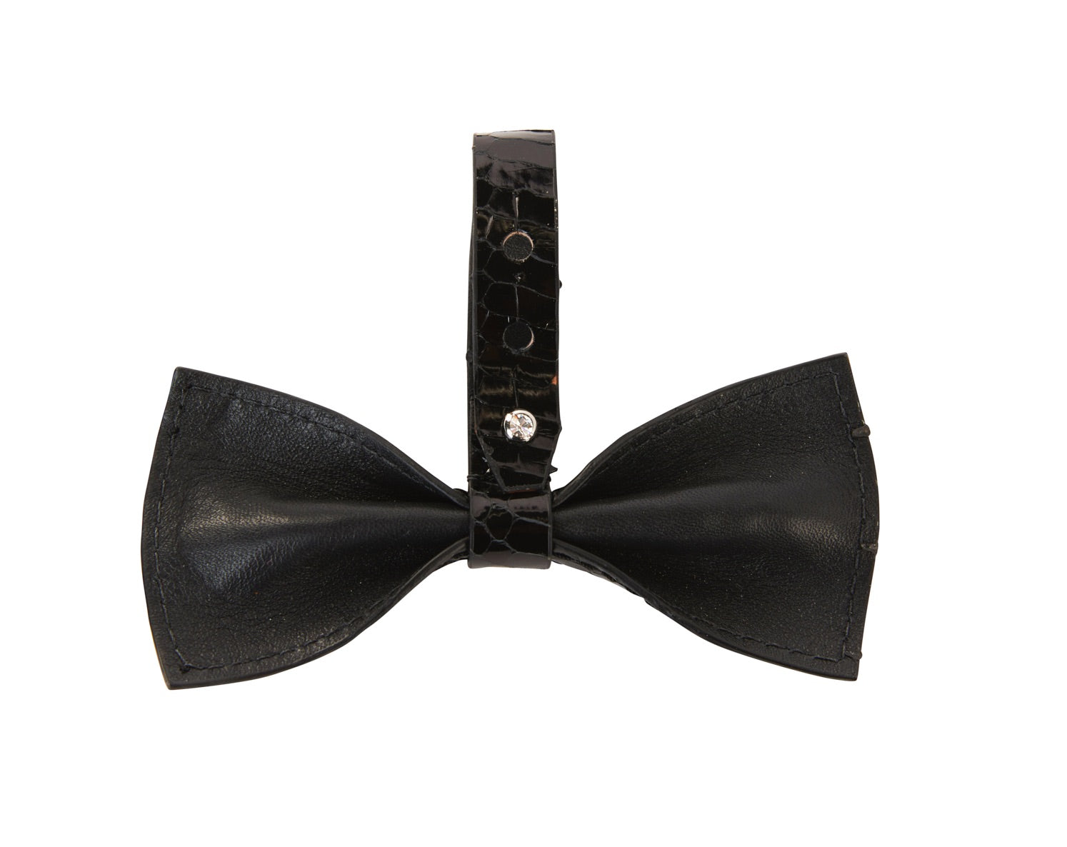Allysa Payne Black Snake Bowtie With Silver Swarovski Closure
