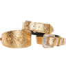 Gold Floral Italian Leather Collars. Set Of 3