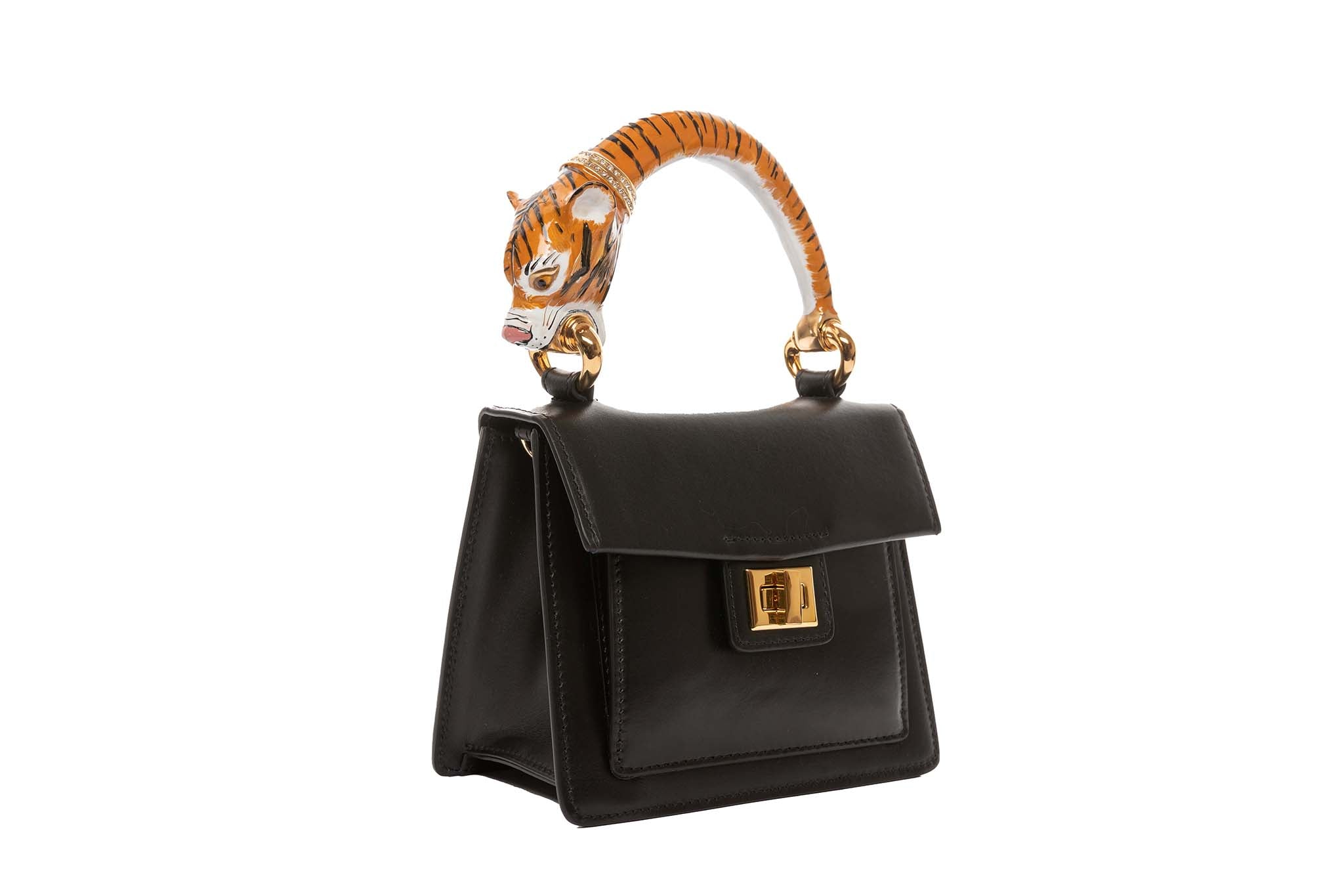 Tiger Bag With Black Italian Leather