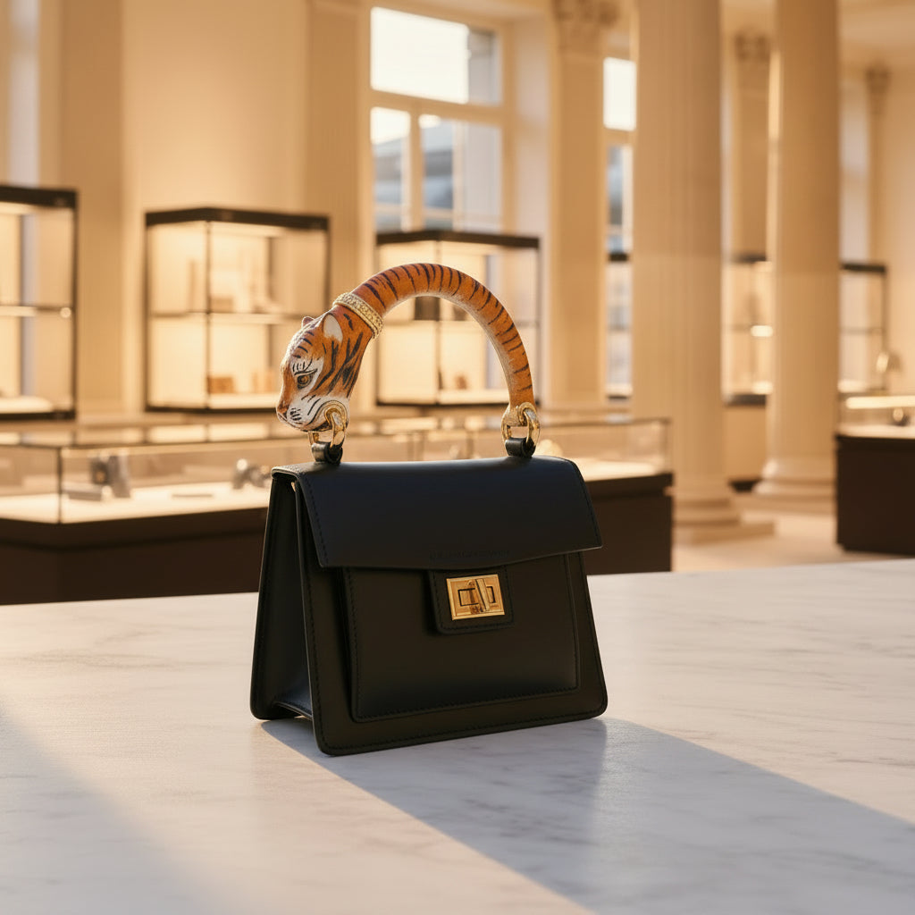 Allysa Payne Tiger Bag With Black Italian Leather