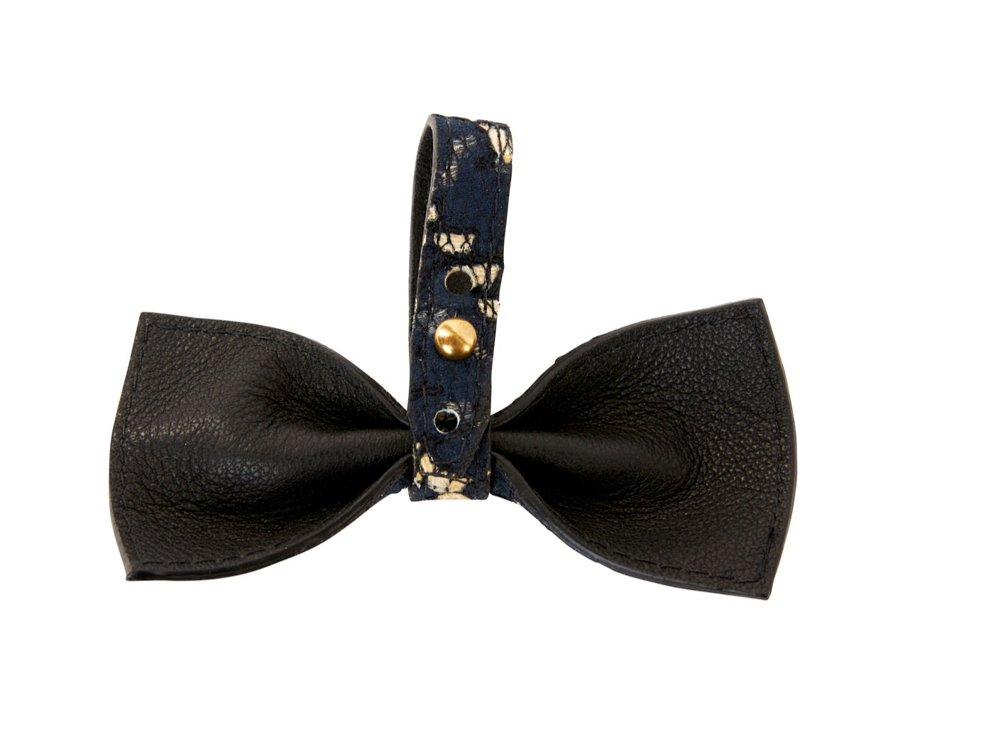 Navy Lace On Gold Italian Leather