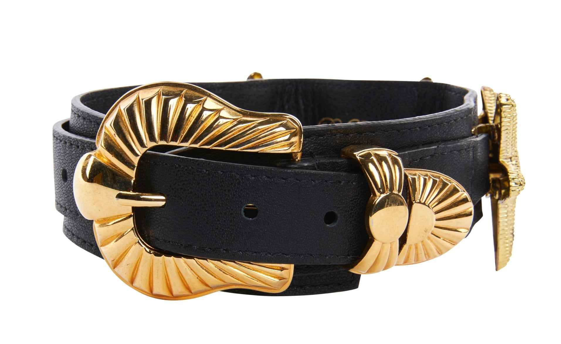 Allysa Payne Black Italian Leather Starfish Dog Collar