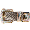 Grey/Bronze Snake Print Hair On Hide Italian Leather Collar With Swarovski Crystal Hardware