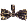 Dark Purple/Gold Embossed Croc Italian Leather Bow tie