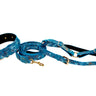 Blue Floral Mosaic Italian Leather/Classic Collar, Leash, Harness Set