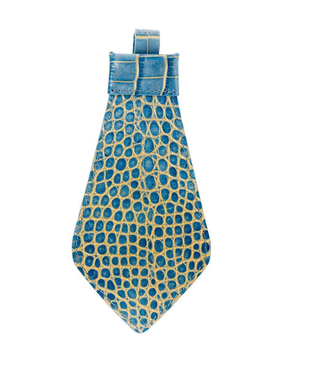 Blue & Gold Embossed Croc Italian Leather Tie