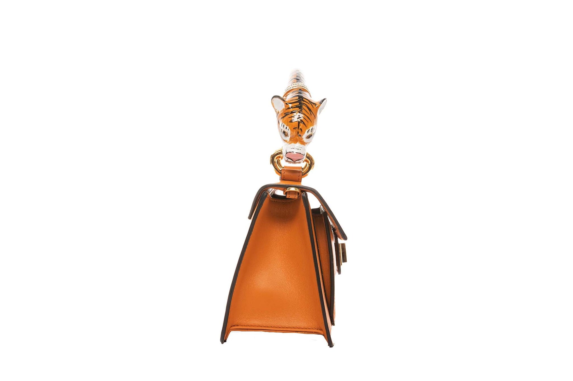 Allysa Payne Tiger Bag With Orange Italian Leather