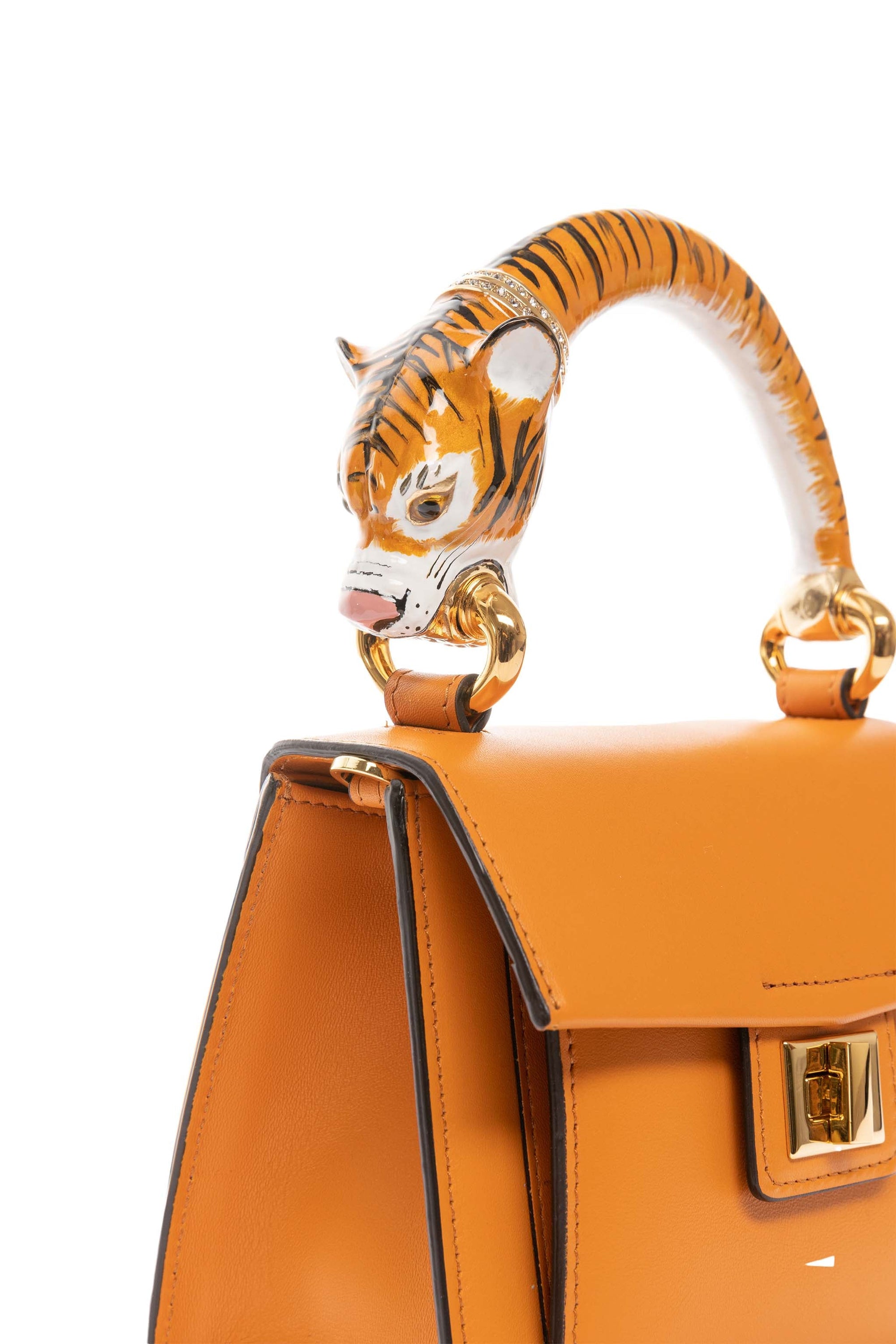 Allysa Payne Tiger Bag With Orange Italian Leather