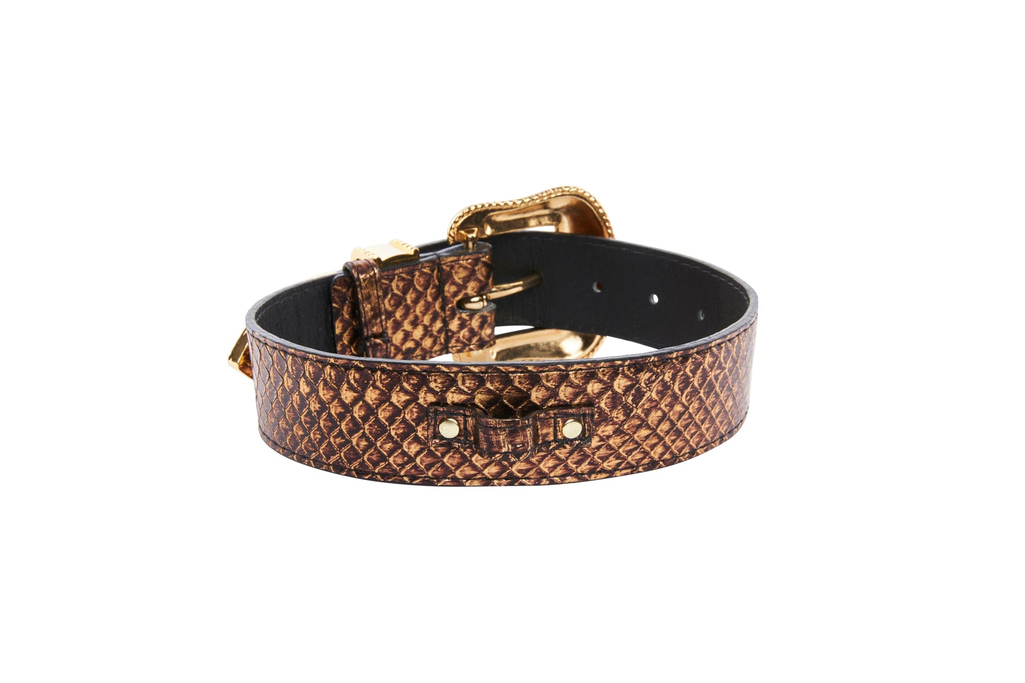 Allysa Payne Bronze Gold Snake/Swarovski Crystal Dog Collar