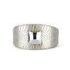 Allysa Payne Glamorous Silver Snake 3-Inch Wide Style Dog Collar With Large Silver Swarovski