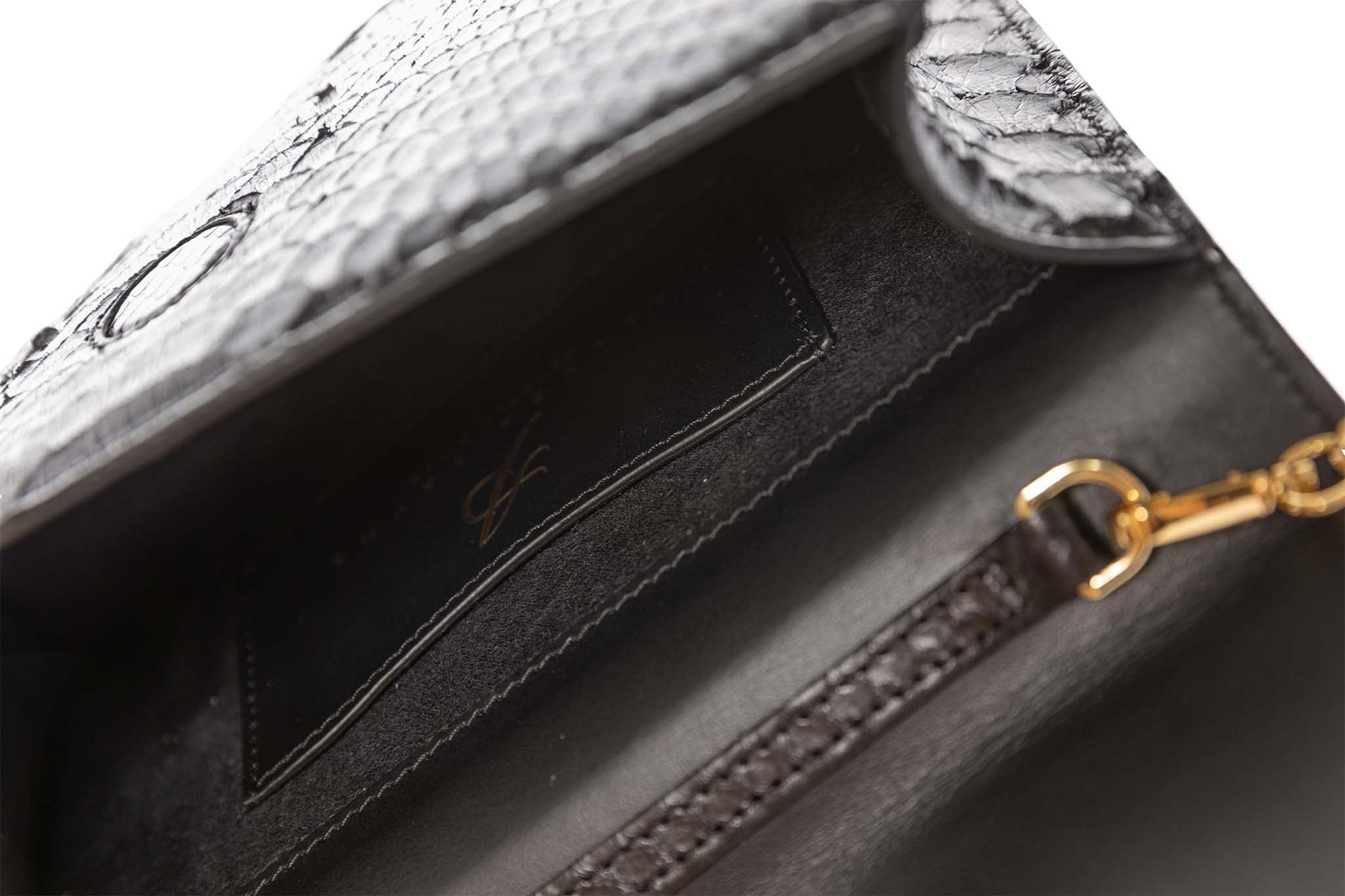 Allysa Payne Black Python Clutch With Custom Swarovski Crystal