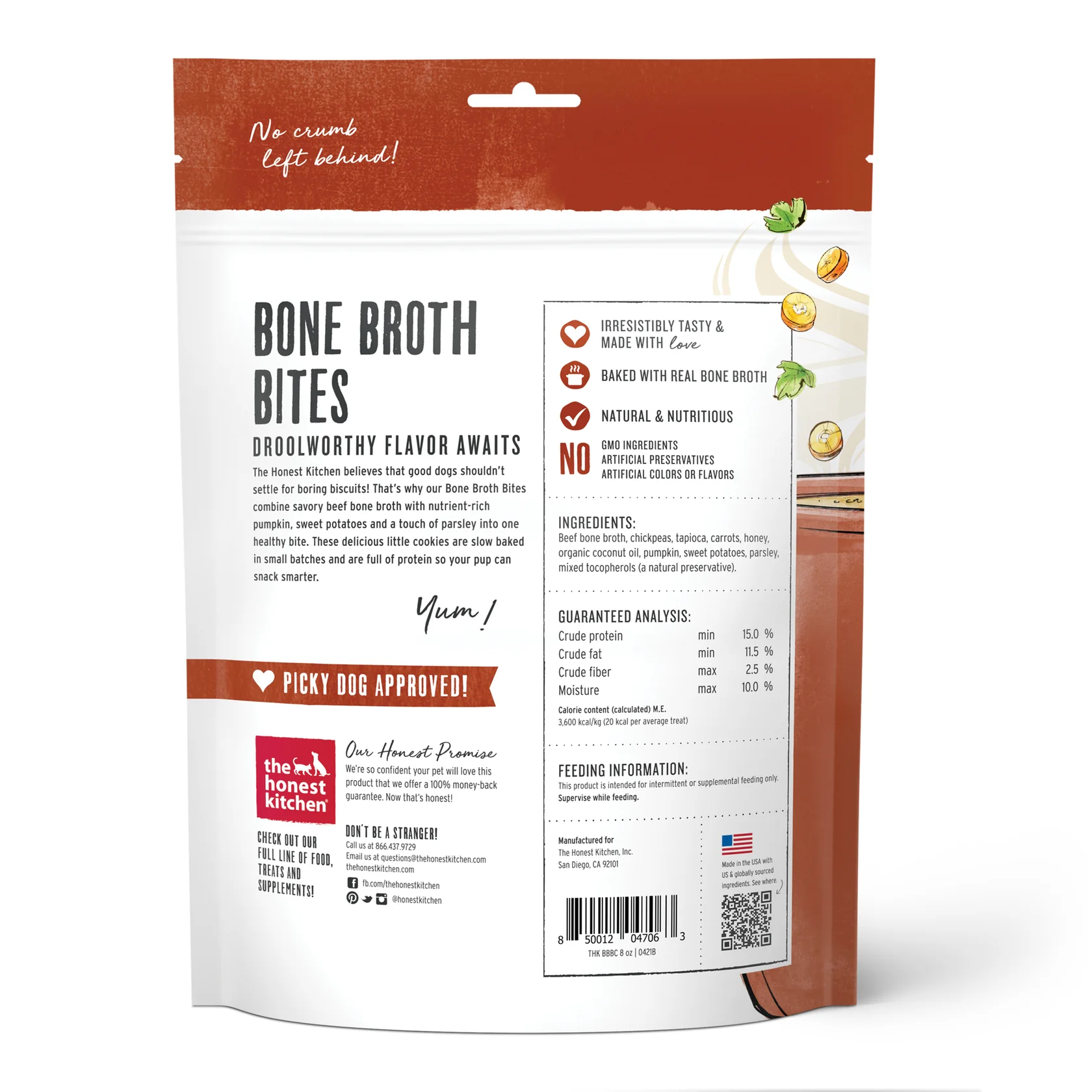 Honest Kitchen Bone Broth Bites Beef and Sweet Potato Dog Treats (8oz) - HT Animal Supply
