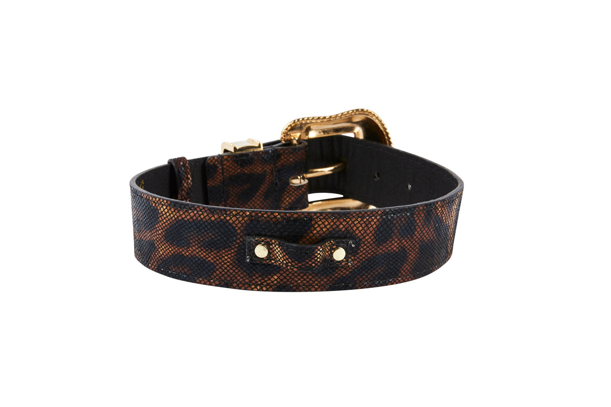 Allysa Payne Abstract Leopard Italian Leather With Swarovski Crystal Hardware