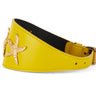 Smooth Yellow Italian Leather 3” Wide Style Collar With Custom Gold Starfish