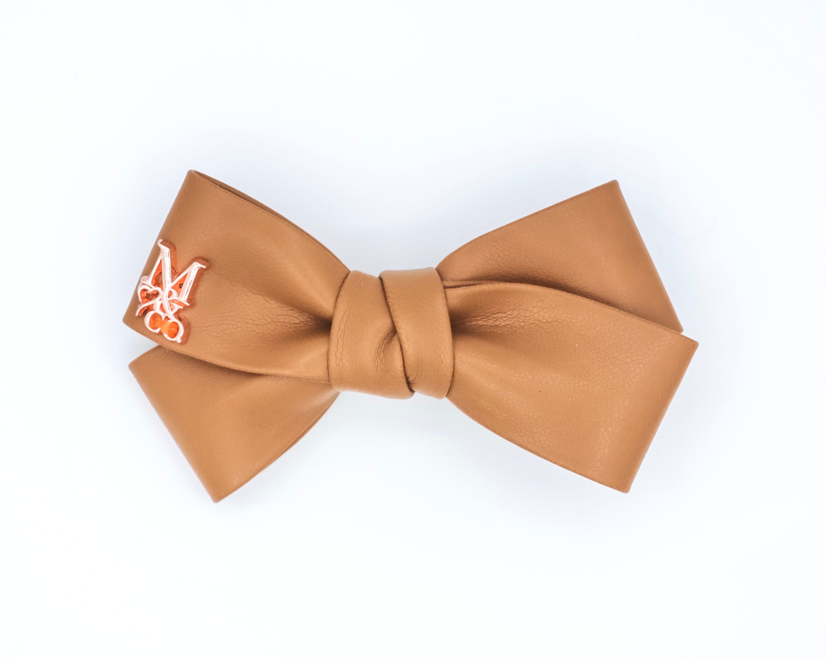 Leather Twist Bow: Caramel