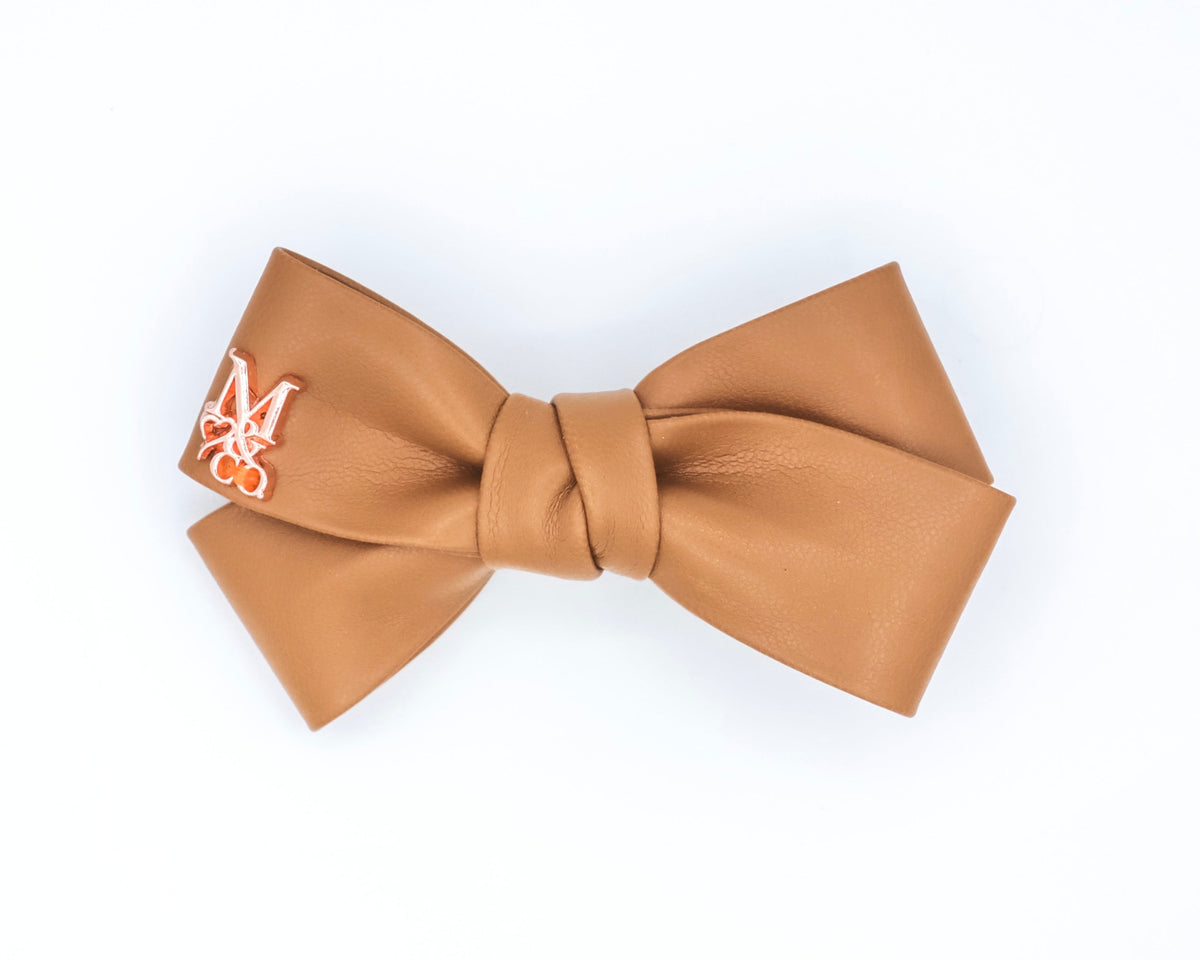 Leather Twist Bow: Caramel