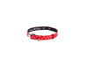 Red & Silver Polka Dot Italian Leather Collar With Oval Silver Hardware
