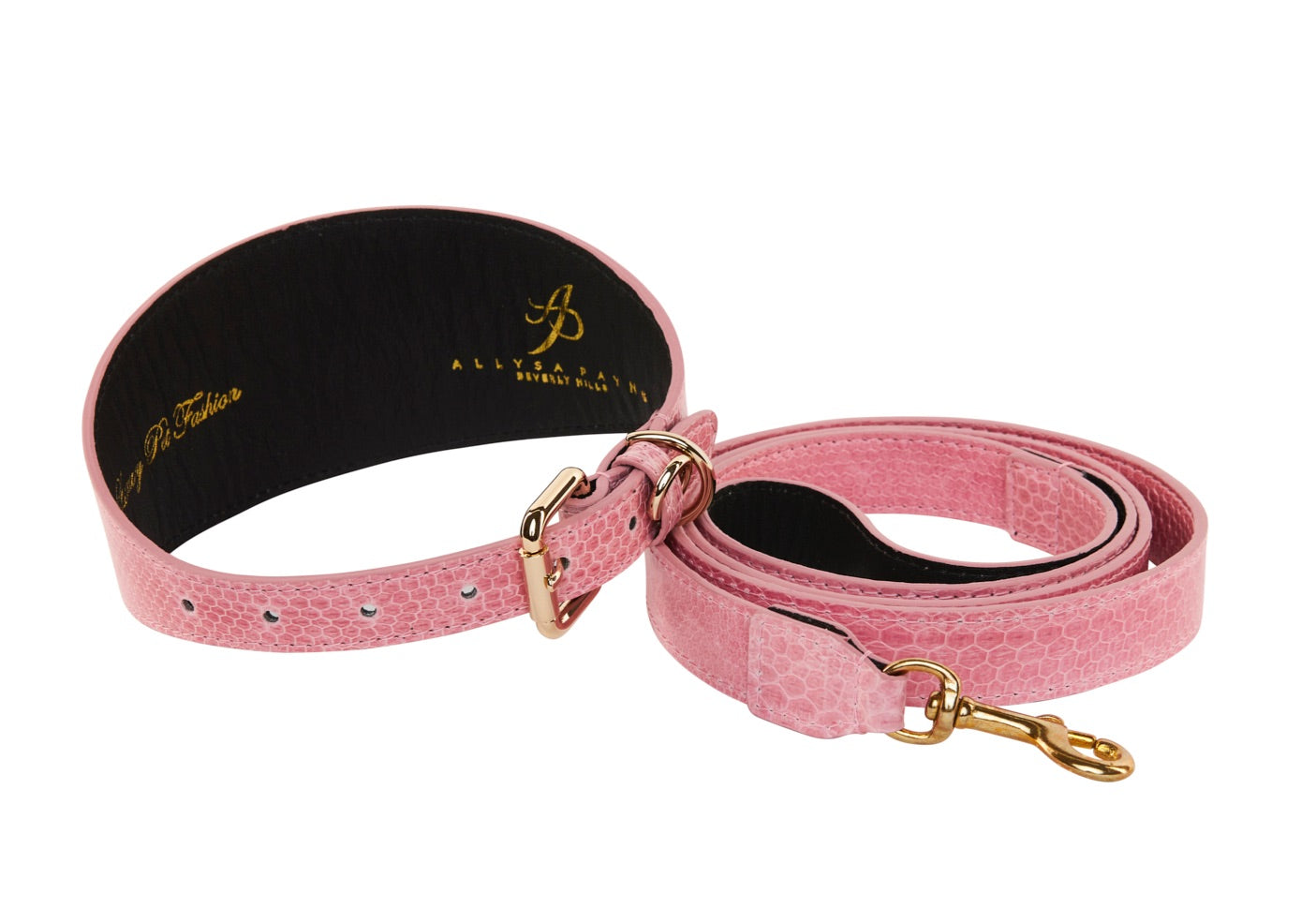 Allysa Payne Soft Pink Snake 3-Inch Wide Style Dog Collar & Leash Set