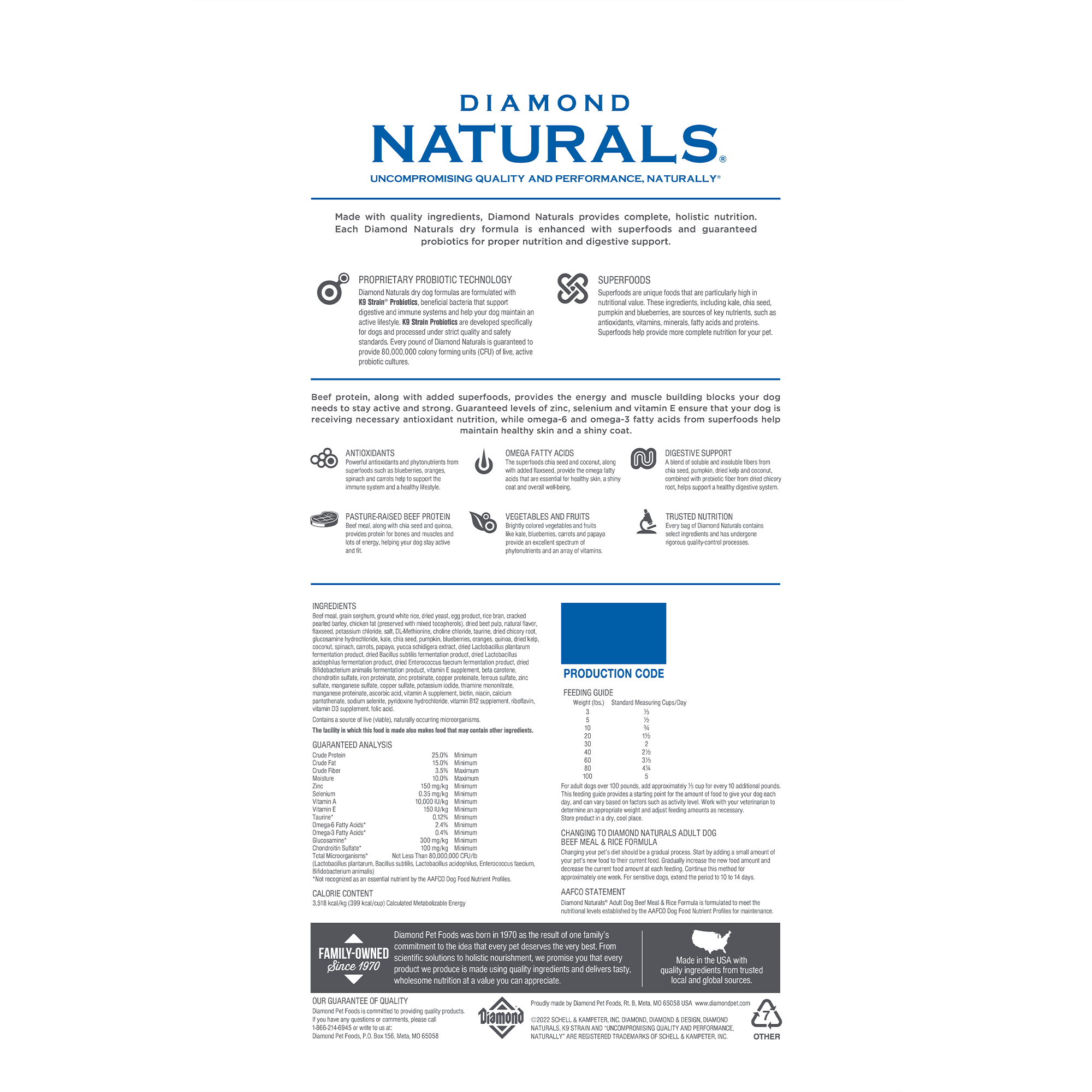 Diamond Naturals Adult Beef Meal & Rice Dry Dog Food (40lb)