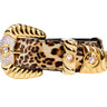 Leopard Print Italian Leather Collar With Royal Swarovski Crystal Hardware