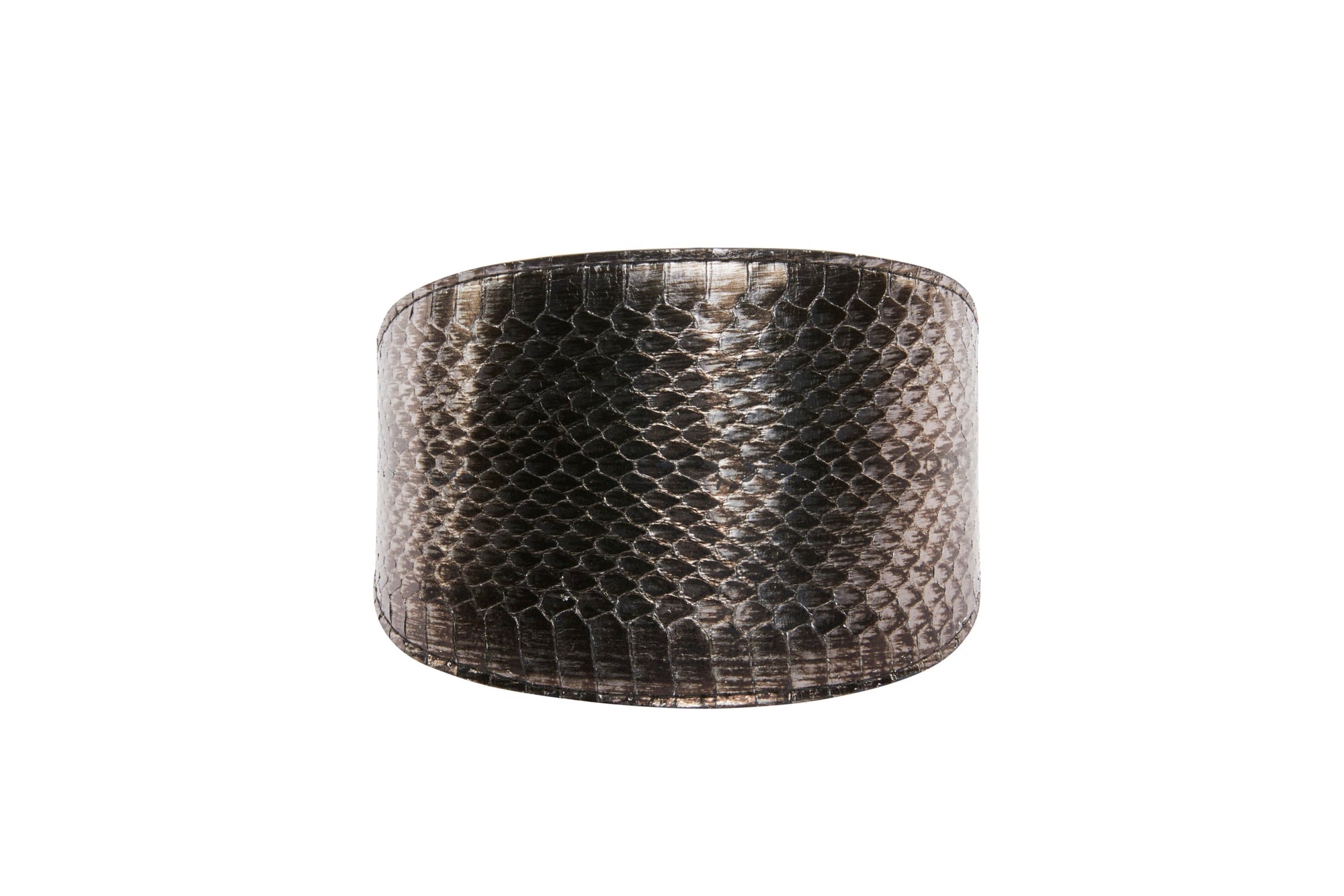 Allysa Payne Luxury Pet Fashion Gun-Metal Grey Snake 4" Dog Collar