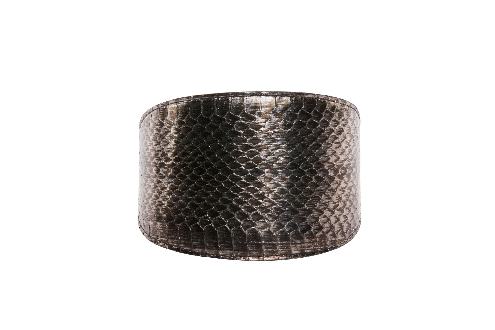 Allysa Payne Luxury Pet Fashion Gun-Metal Grey Snake 4" Dog Collar