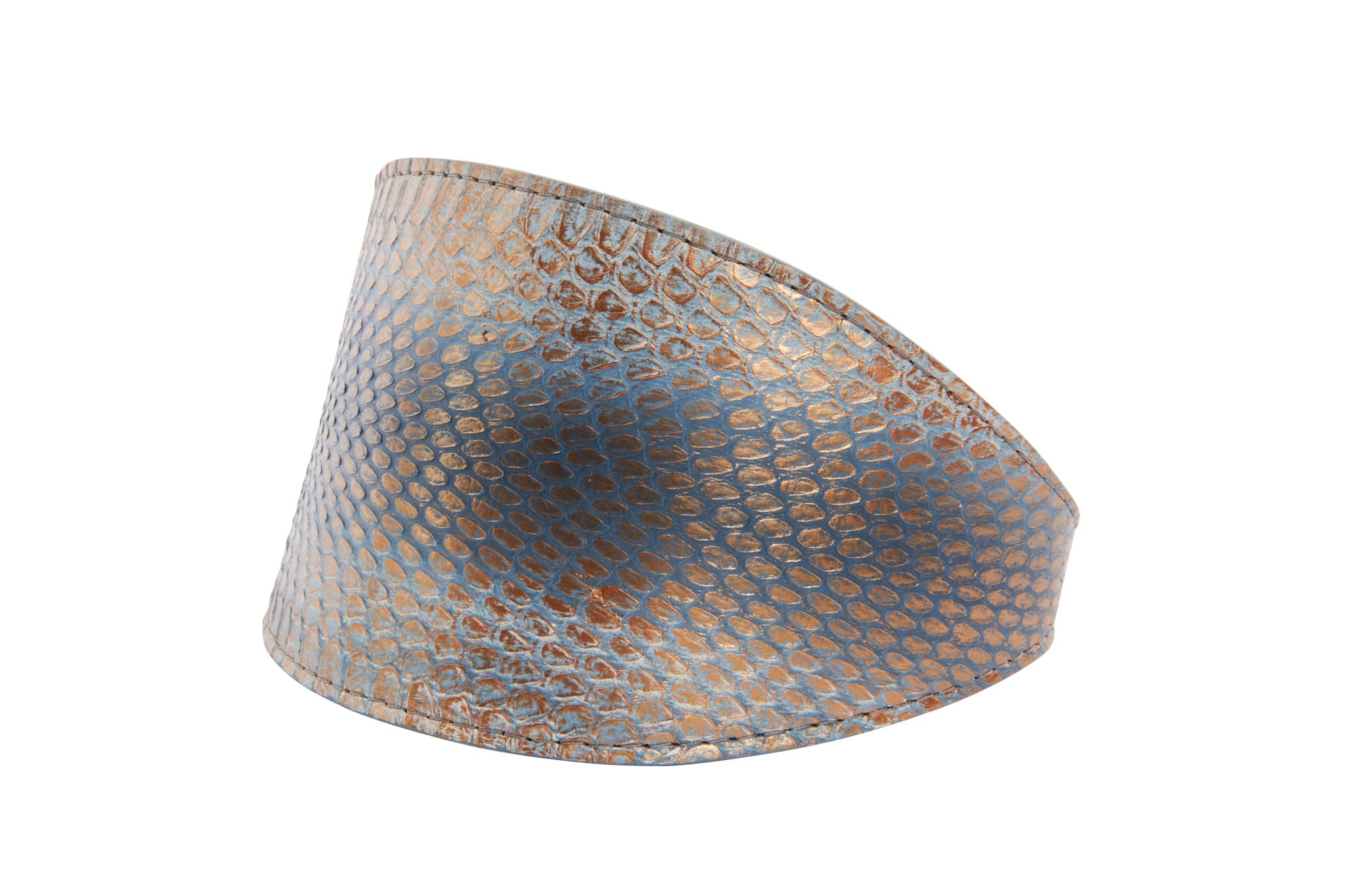 Luxury Pet Fashion Baby Blue/Blue/Bronze 4” Wide Snake Collar