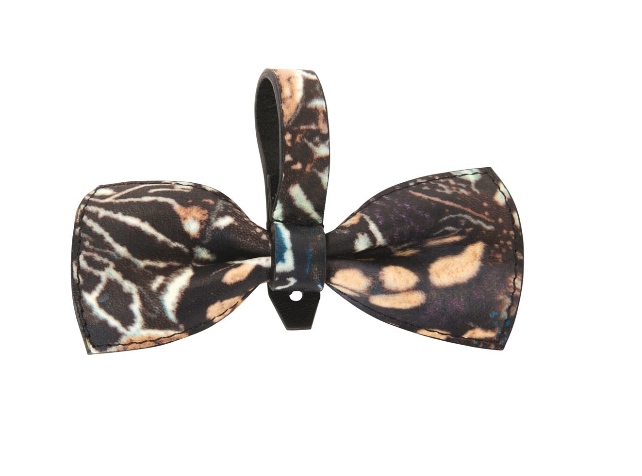 Allysa Payne Abstract Butterfly Italian Leather Bowtie