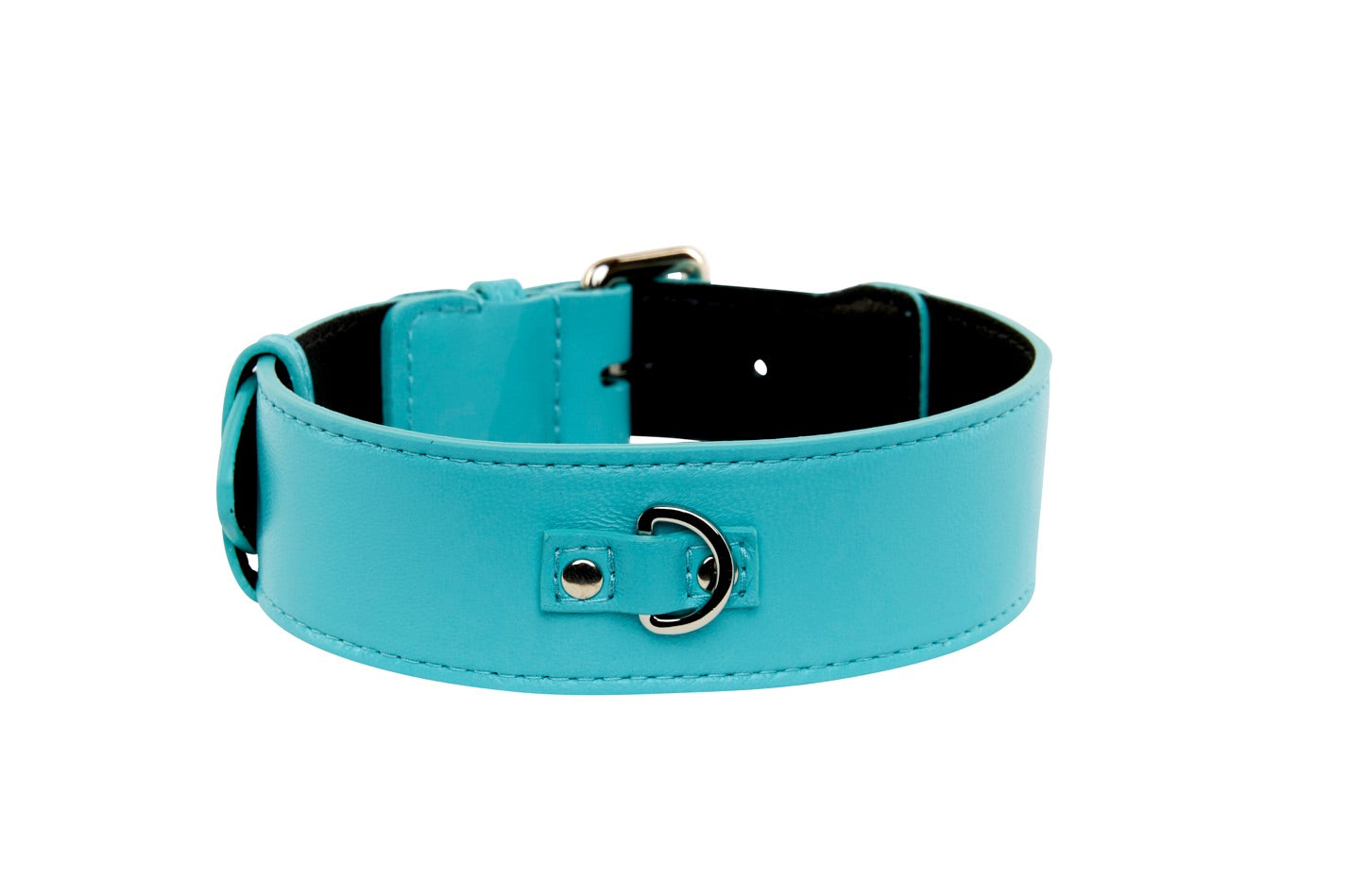 Turquoise Blue Italian Leather Classic Collar/Silver Classic Hardware