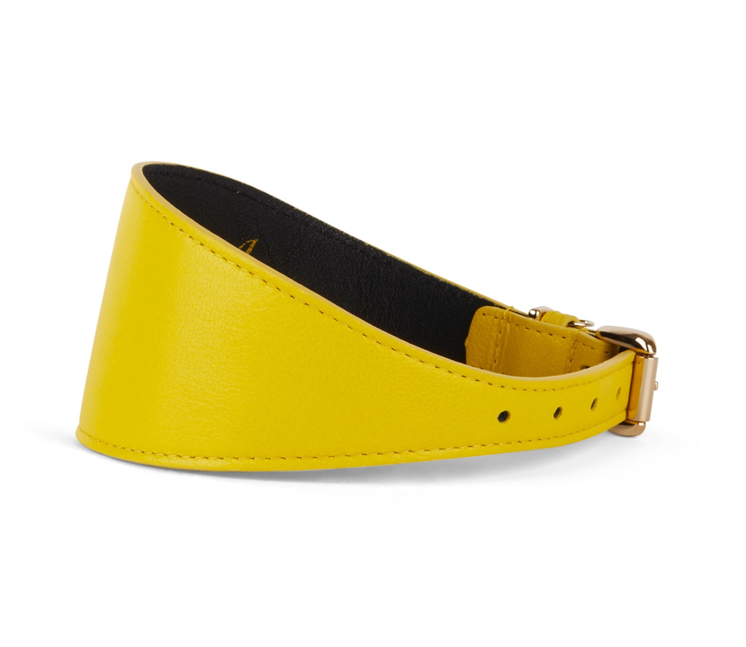 Smooth Yellow Italian Leather 3" Wide Style Collar