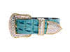 Turquoise Embossed Croc Italian Leather/Swarovski Crystal Hardware Collar