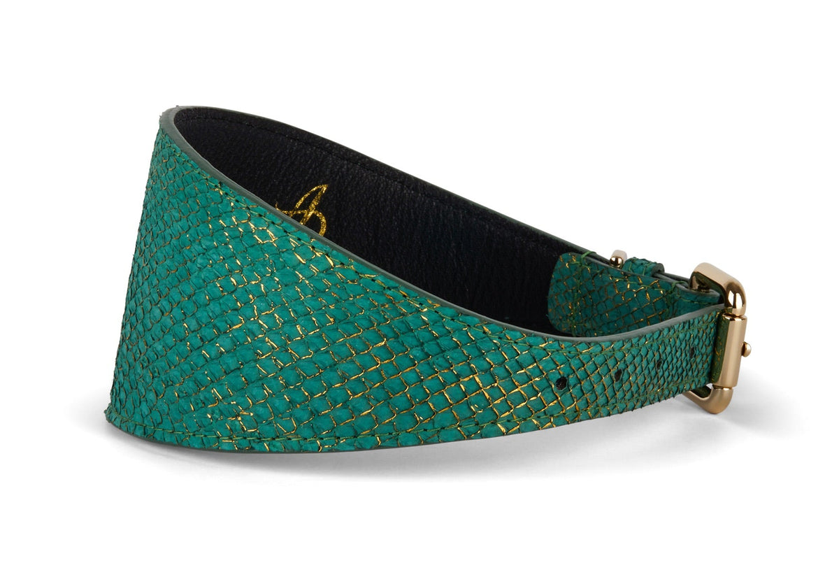 Allysa Payne Green & Gold 3-Inch Wide Style Dog Collar