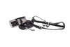 Dark Grey/Light Grey Embossed Croc Italian Leather Silver Swarovski Crystal Collar, Leash, Harness Set