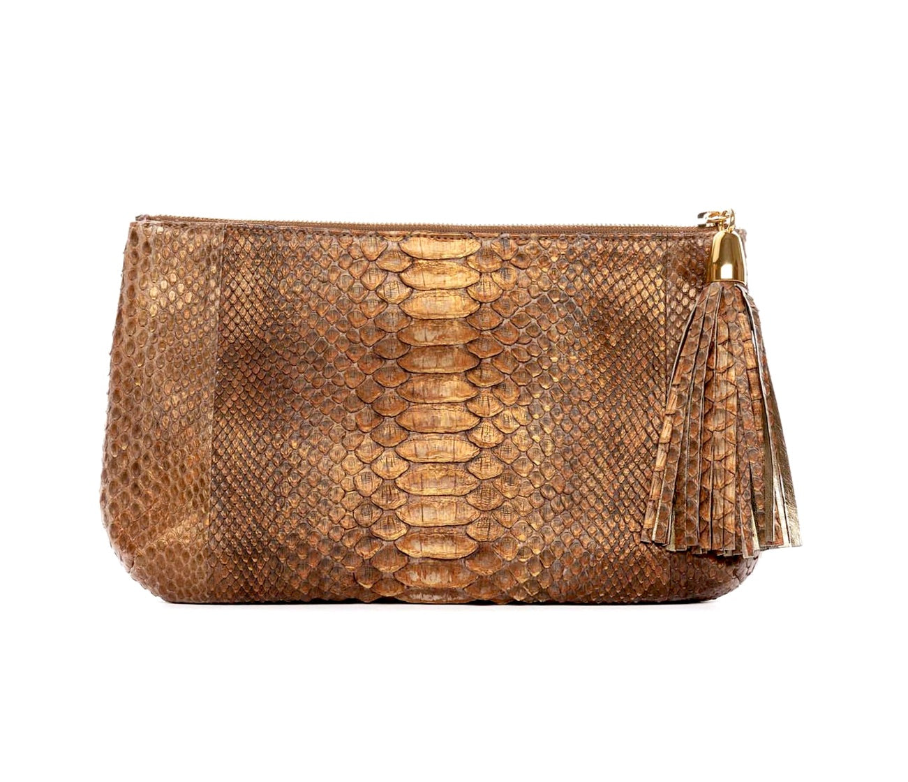 Allysa Payne Bronze Python Clutch