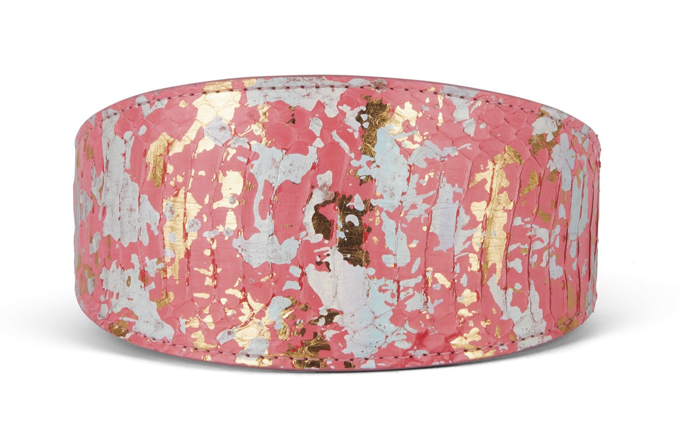 Iridescent Art Deco Pink/Gold/Silver 3" Wide Style Collar