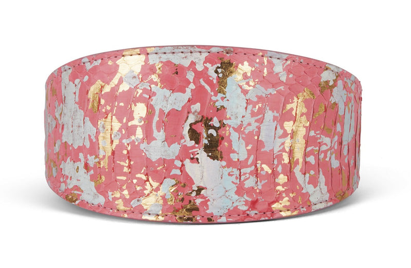 Iridescent Art Deco Pink/Gold/Silver 3" Wide Style Collar
