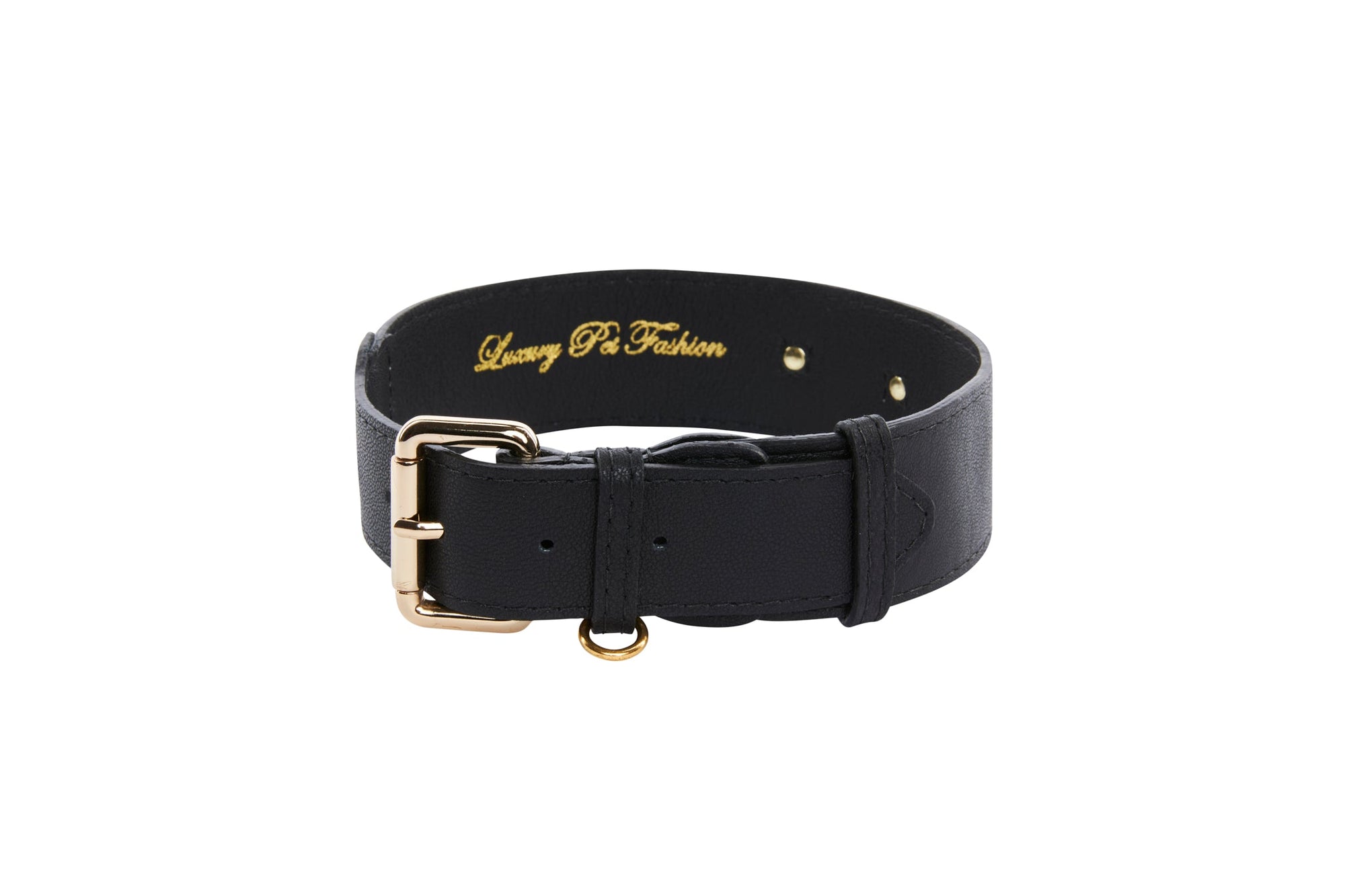 Allysa Payne Classic Black Italian Leather Classic Dog Collar