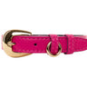Fuchsia Pink Italian Leather Collar With Gold Oval Hardware