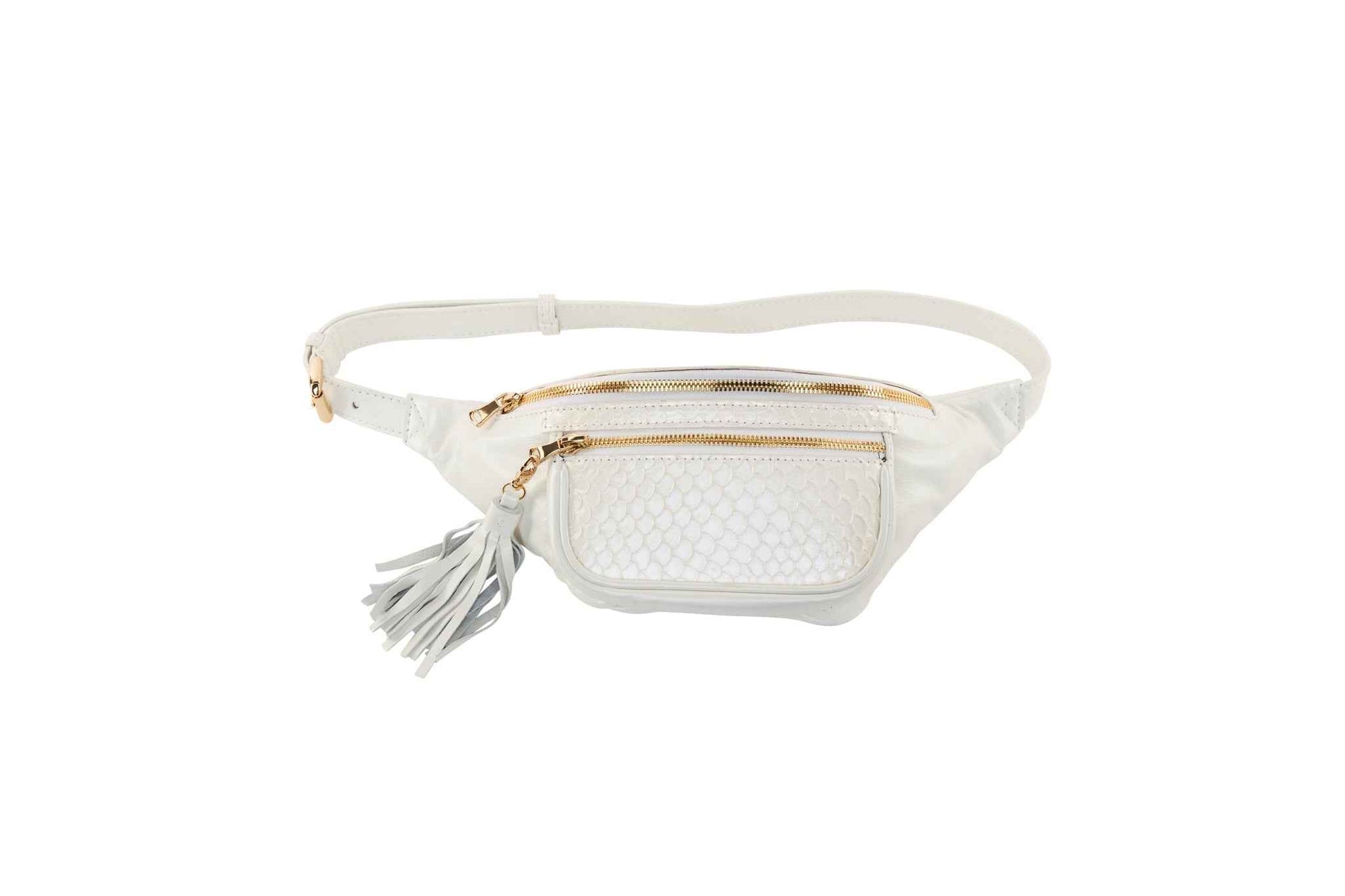 Allysa Payne Pearl White Italian Leather/Pearl White Tilapia Fanny