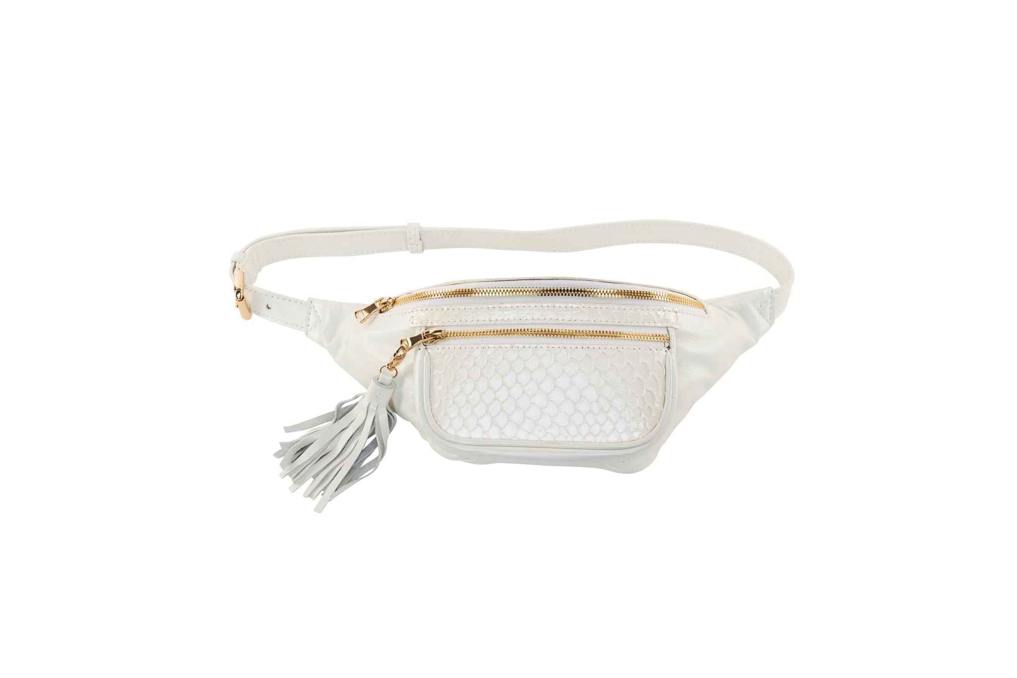Allysa Payne Pearl White Italian Leather/Pearl White Tilapia Fanny