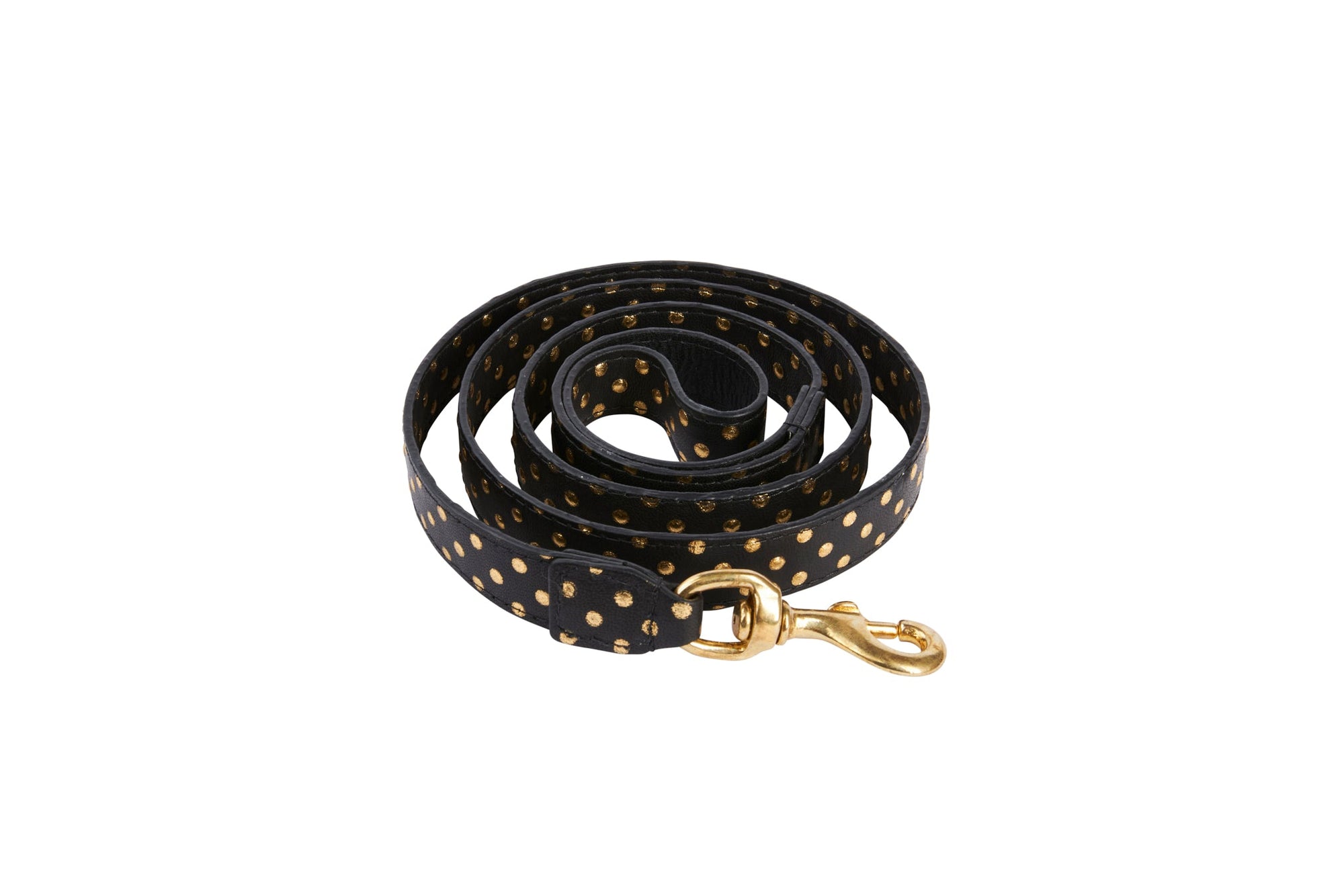 Allysa Payne Black & Gold Polka Dot Dog Leash
