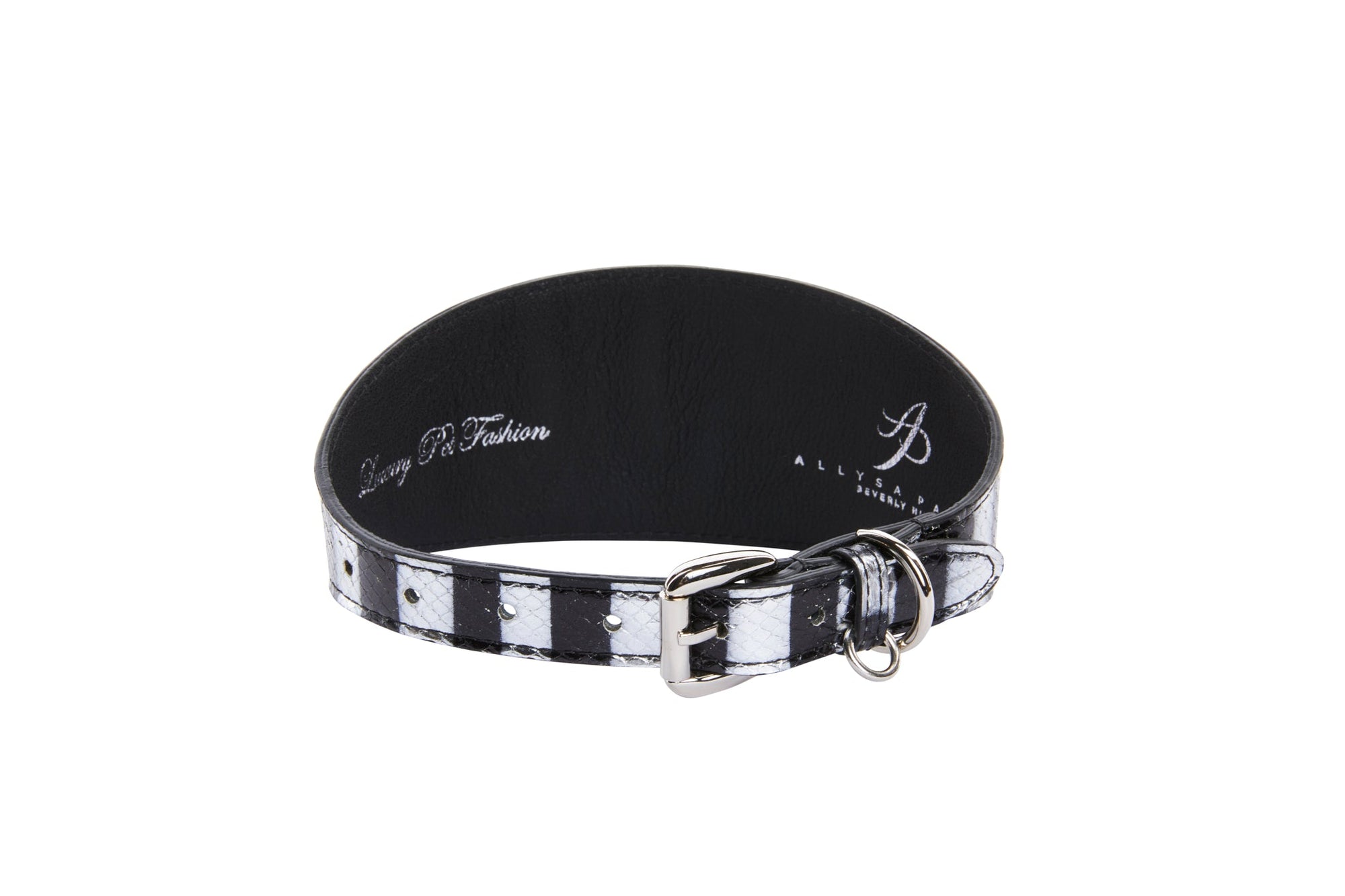 Allysa Payne Black & Silver Stiped Snake Wide Style 3" Dog Collar